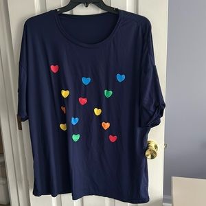SHEIN VCAY Plus Drop Shoulder Heart Print Tee 4X (20)